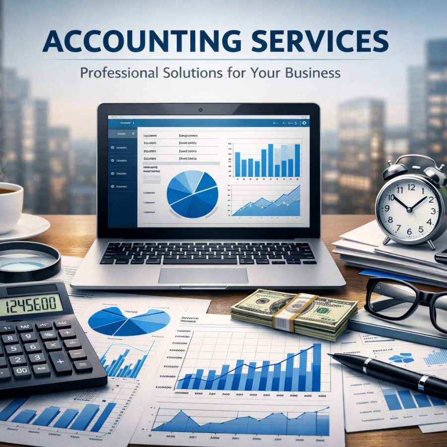 Financial tools and charts on desk